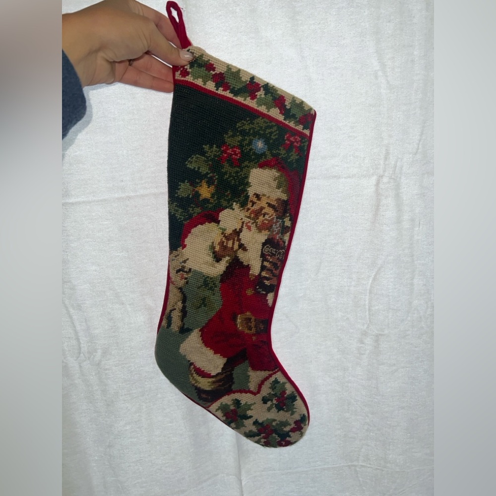 Vintage Coca Cola Santa Cross Stitch Stockin